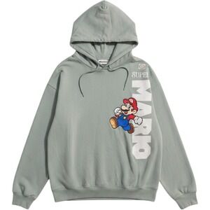 Nintendo Super Mario Graphic Hoodie Sage Green Mens 3XL Fleece Sweatshirt